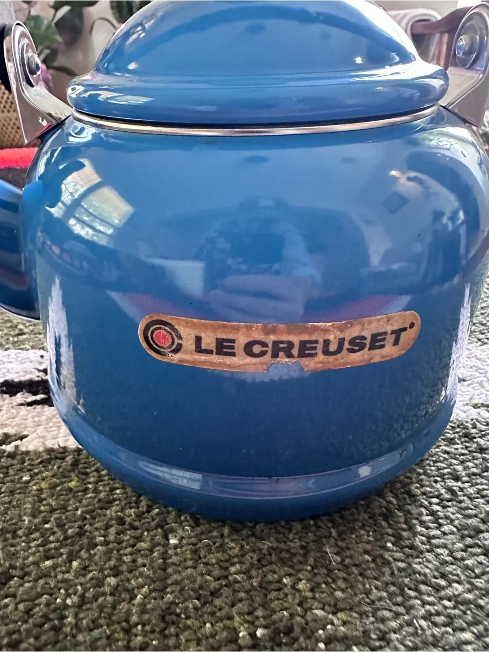 Le Creuset 1.1L Stovetop Classic Demi Tea Blue Kettle with Black Handle